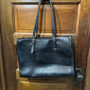 Elegant Black Tote with Long Straps